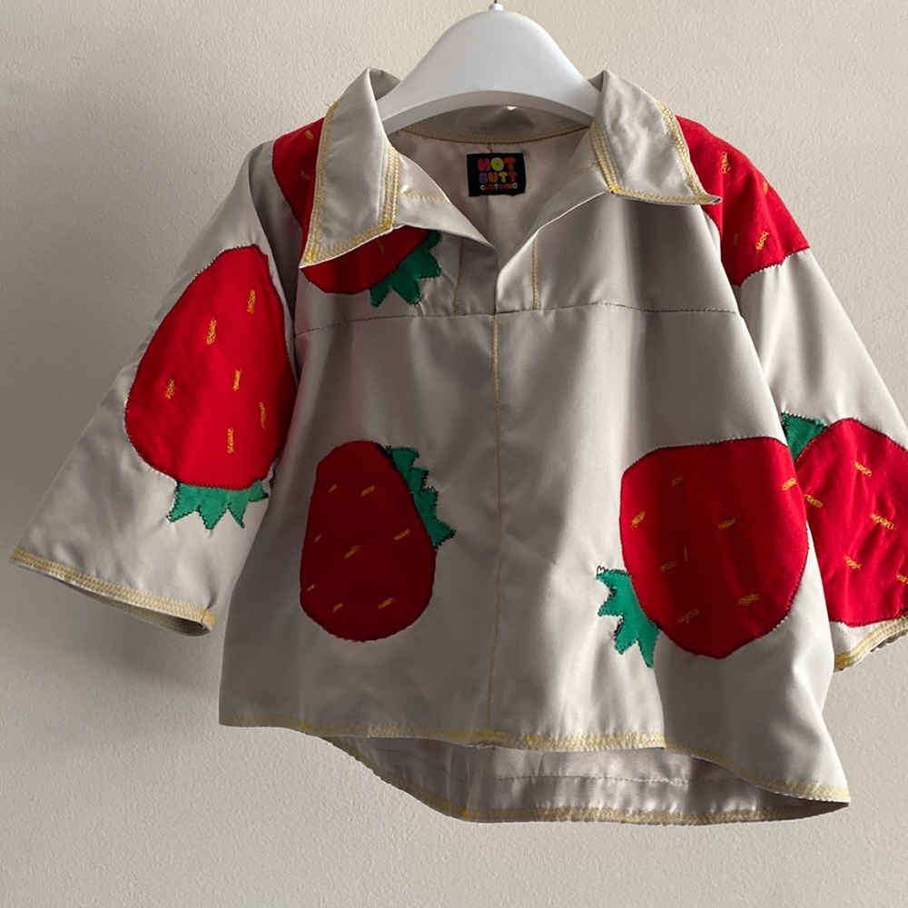 Contrast Stitch Strawberry Pullover